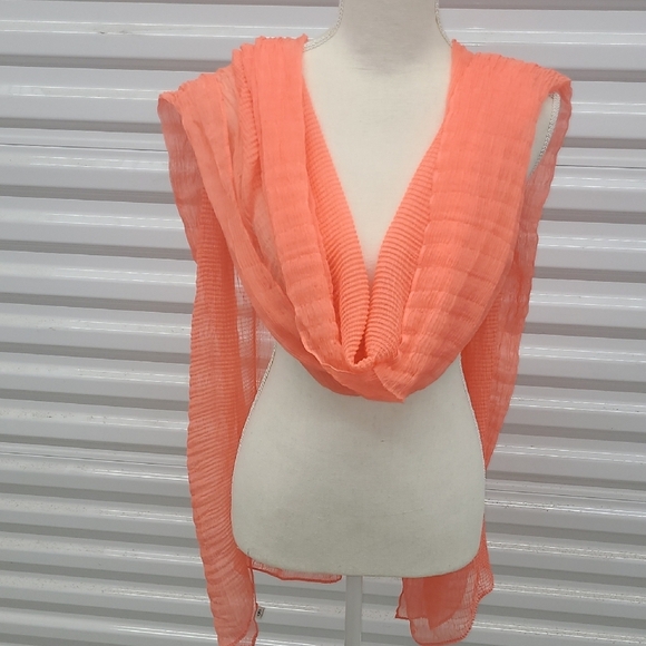 Scarf Pastel Peach Solid Color Sash Belt Lightweight Coastal Cool Resortwear - Picture 8 of 9